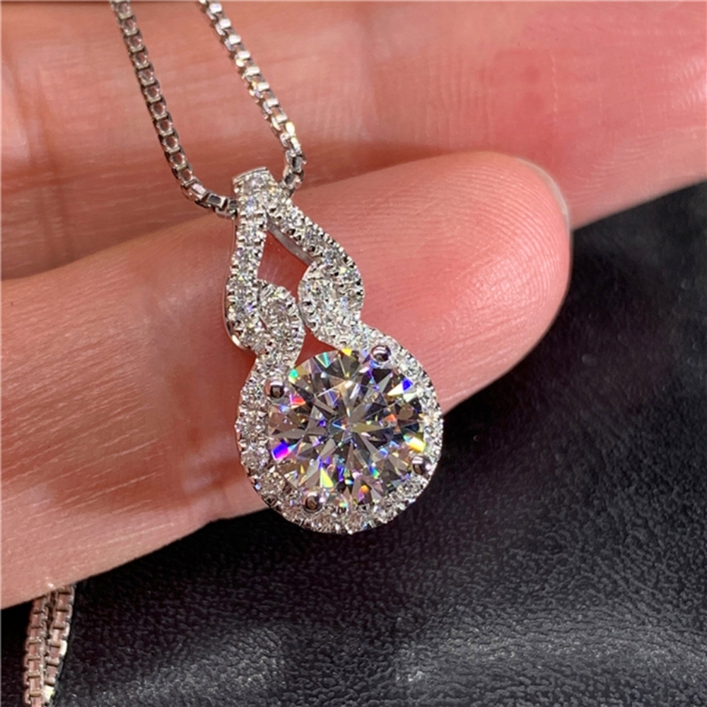 Sterling silver 3ct diamond necklace - Picture 3 of 4